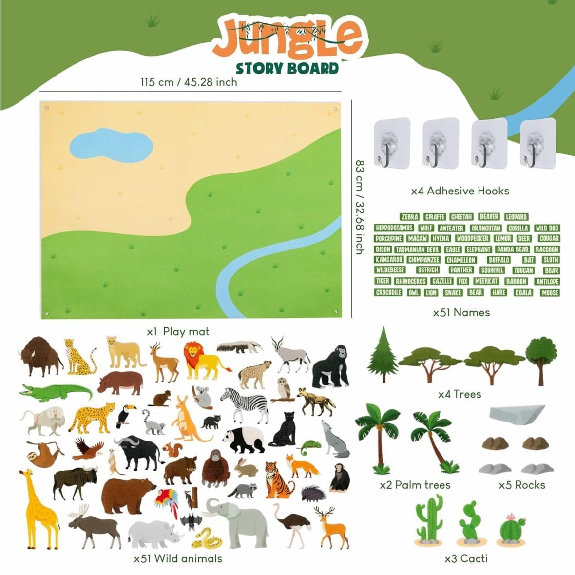 BONNYCO Fuzzy Felt Jungle Animals Board