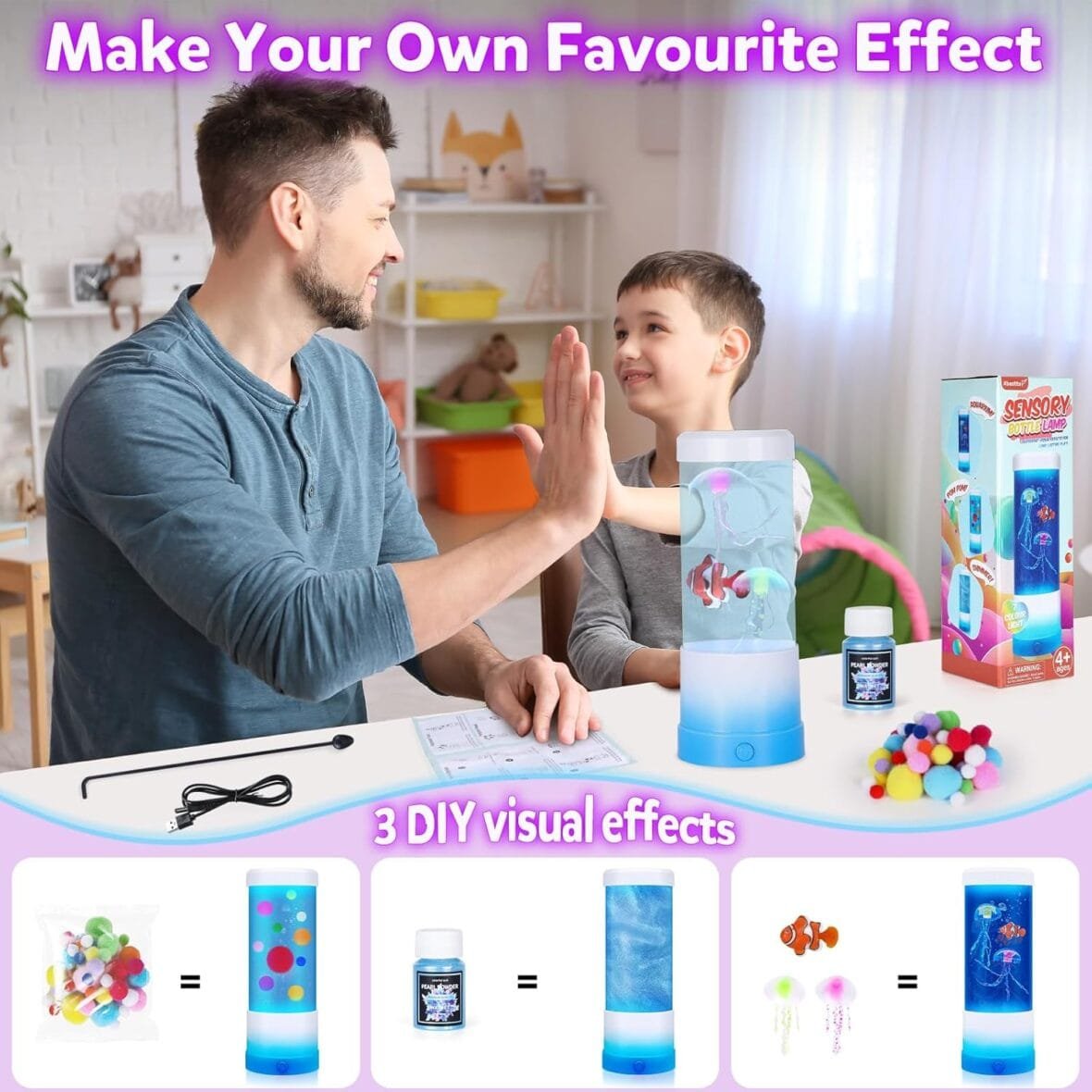 Colorful Sensory Jellyfish Night Light