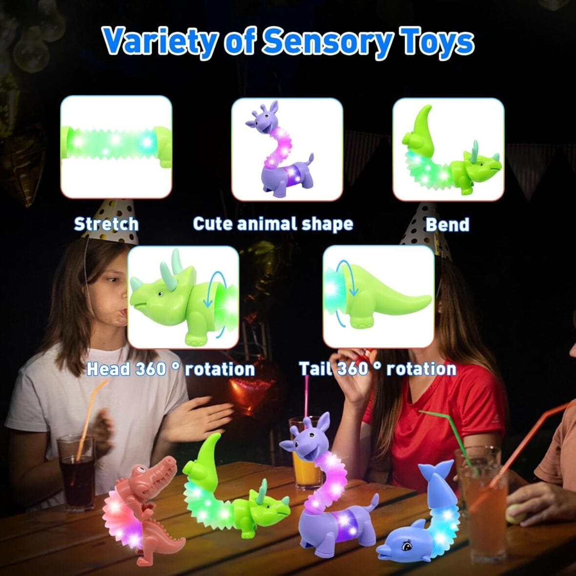DELEE LED Pop Tubes Animal Sensory Toy