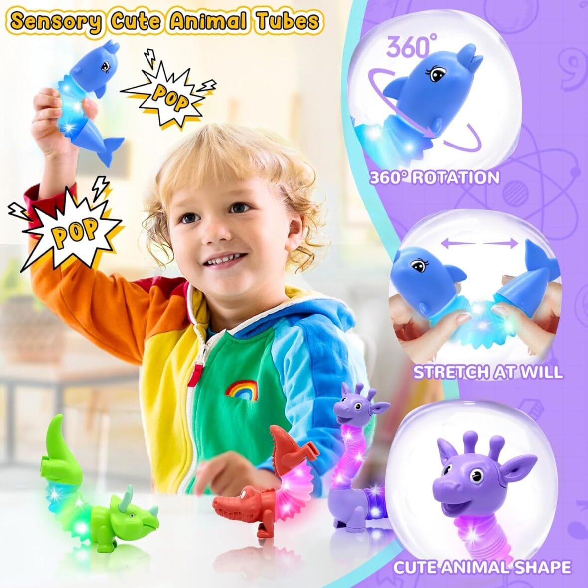 DELEE Pop Tubes Animal Toy Set