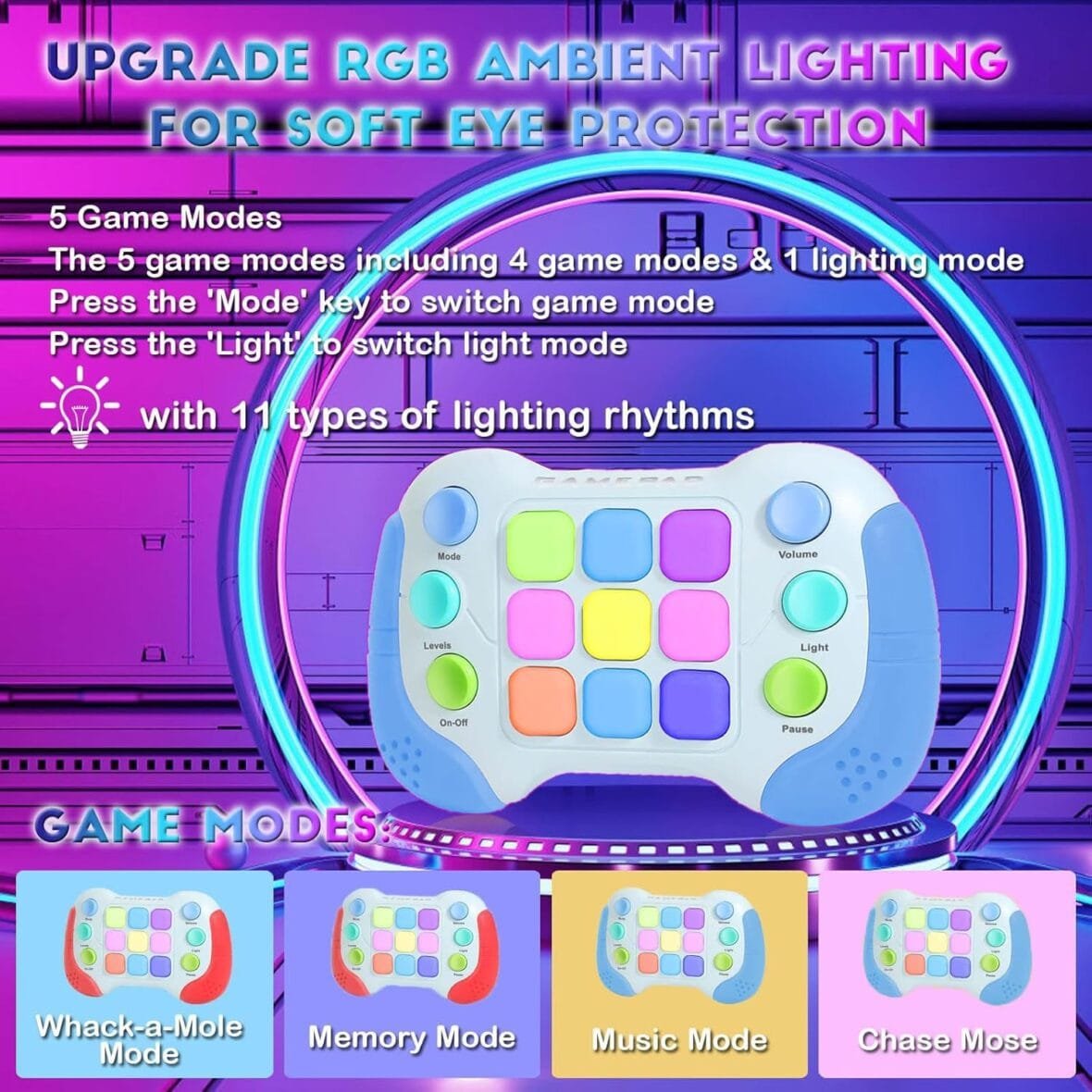 Flashing Push Game Fidget Toy Console