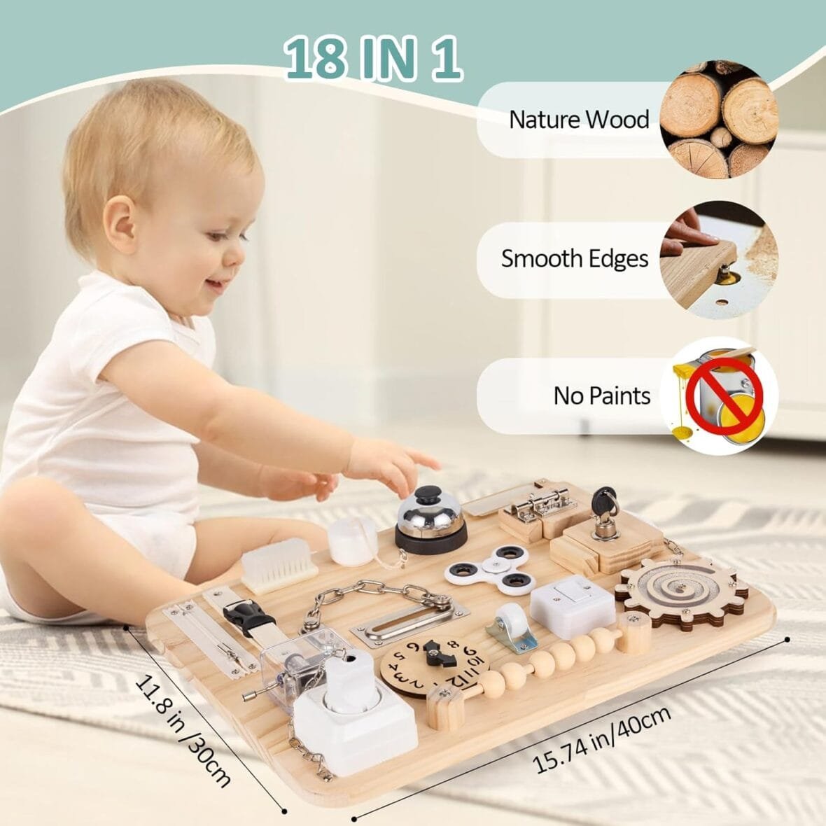 Potatomato Large Montessori Busy Board for Toddlers