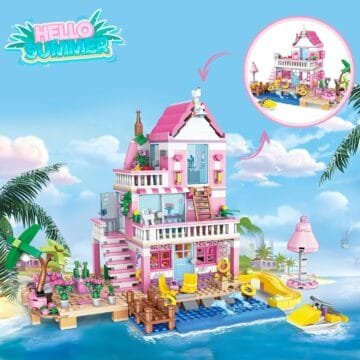 TOY PLAYER Pink Beach Villa Building Blocks