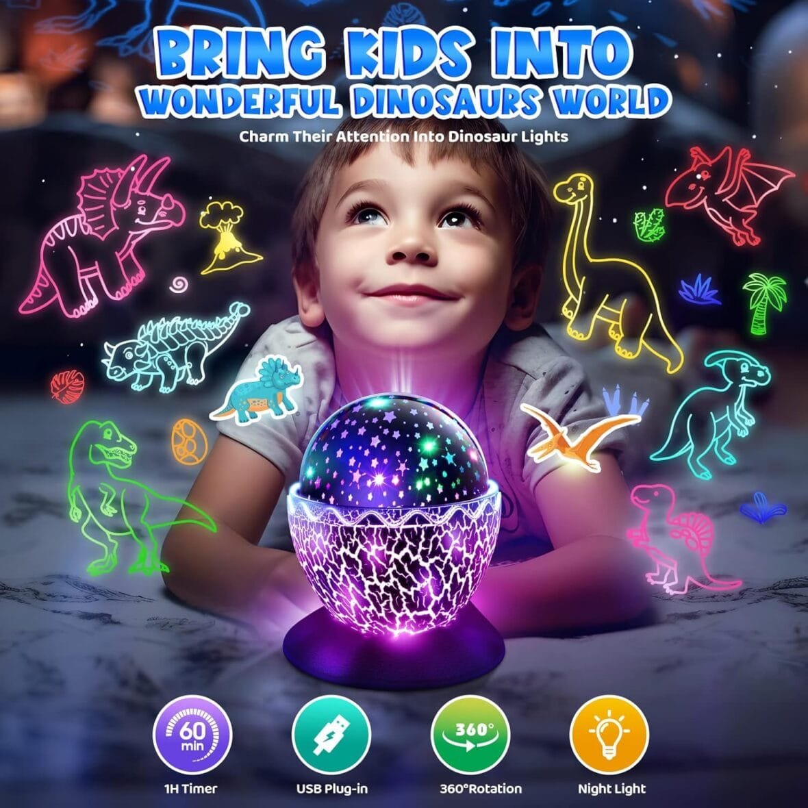 Tragik Dinosaur Sensory Night Light Toys