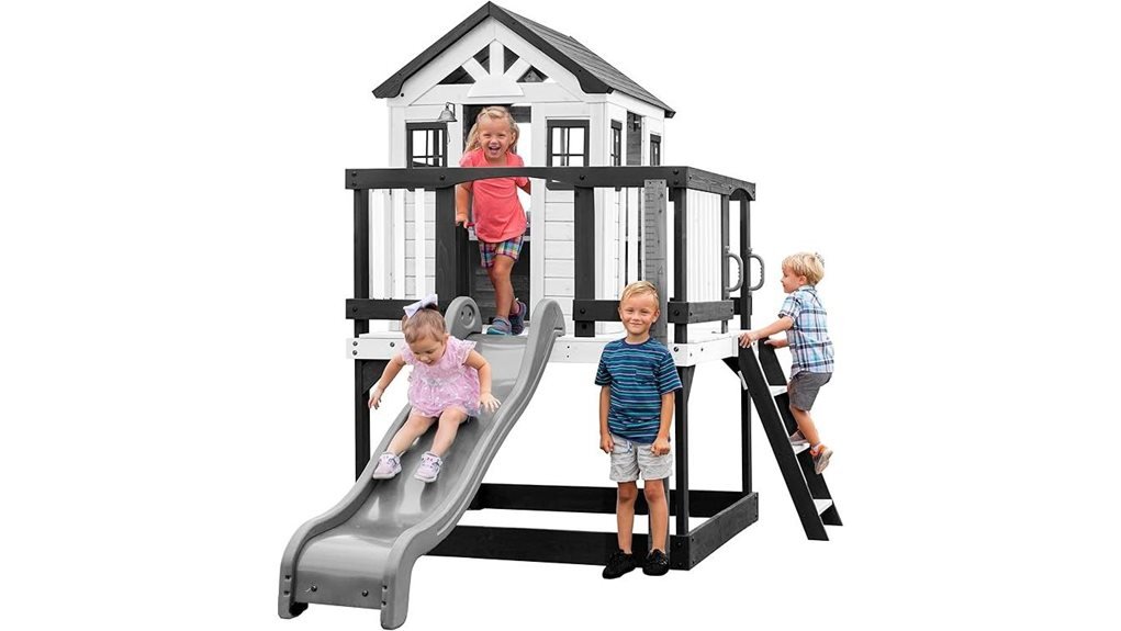 cedar playhouse with slide