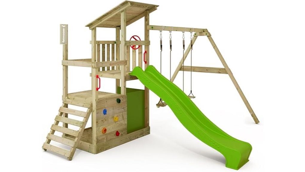 wooden climbing frame setup