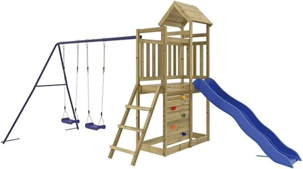 wooden playset with slide