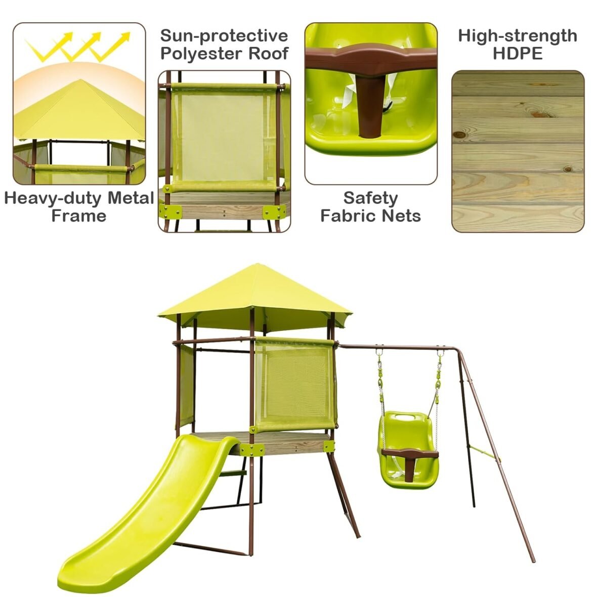 4-in-1 Kids Swing and Slide Set