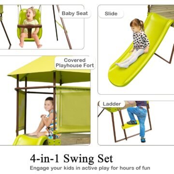 4-in-1 Kids Swing and Slide Set