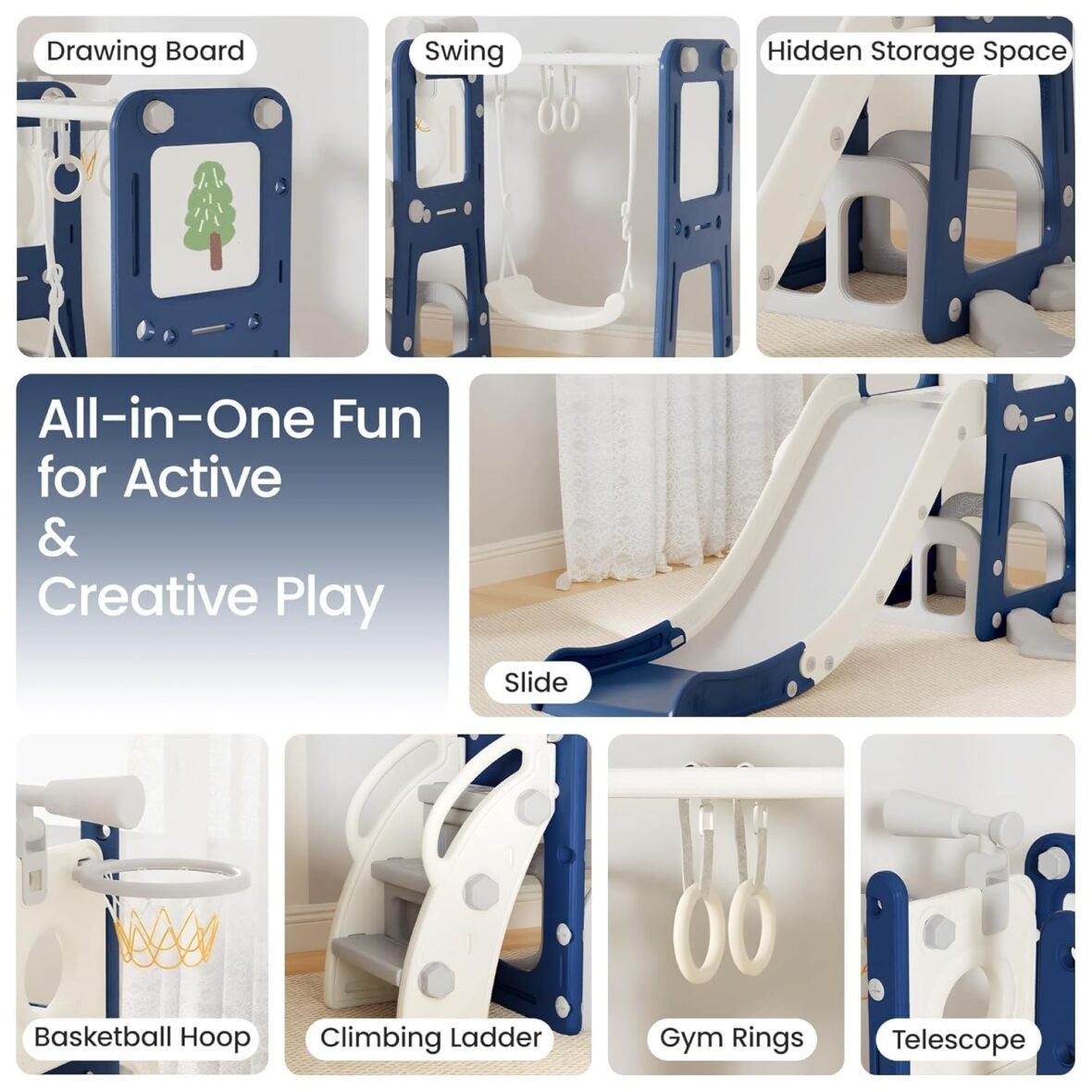 8-in-1 Toddler Slide and Swing Set