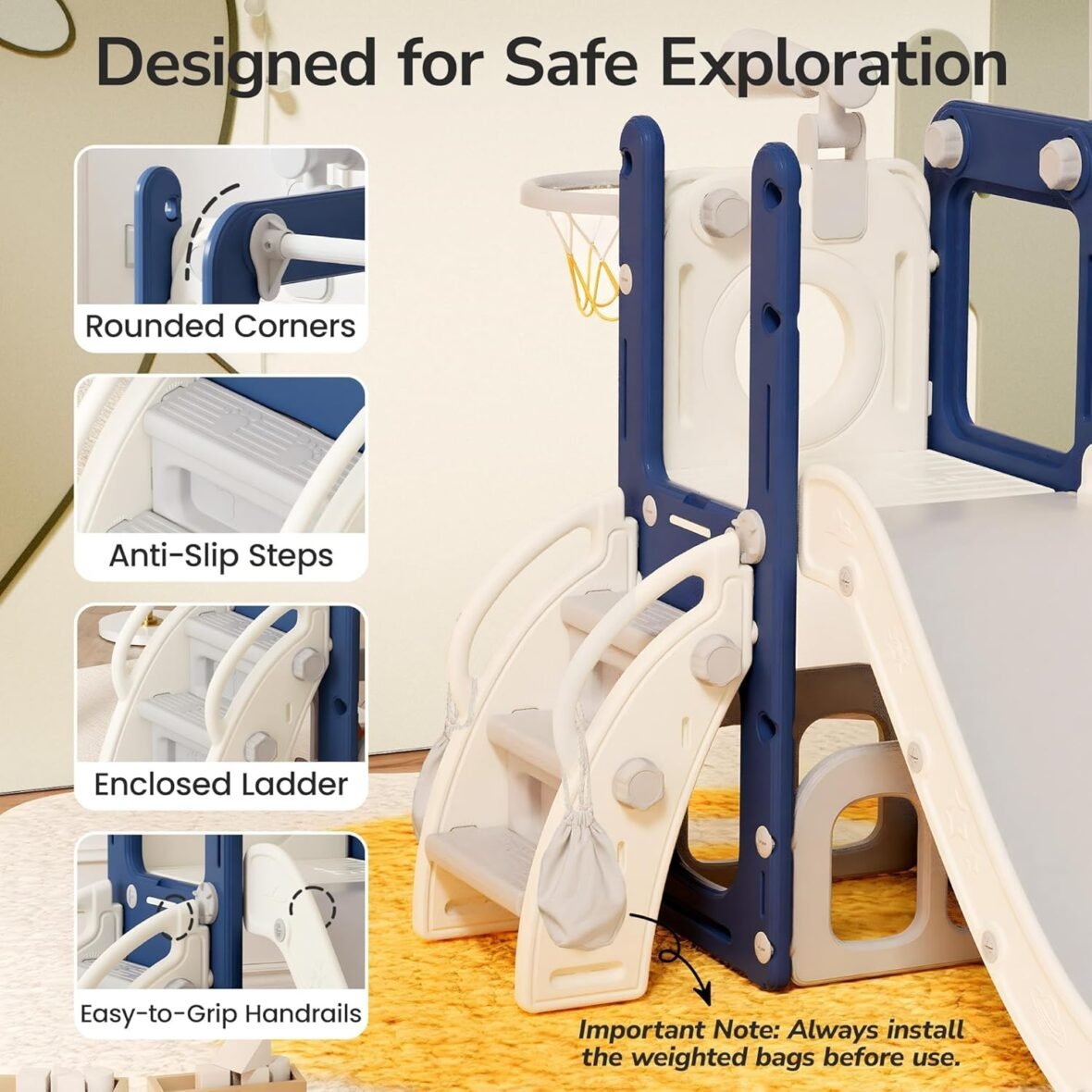 8-in-1 Toddler Slide and Swing Set