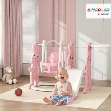AIYAPLAY 4-in-1 Toddler Slide and Swing