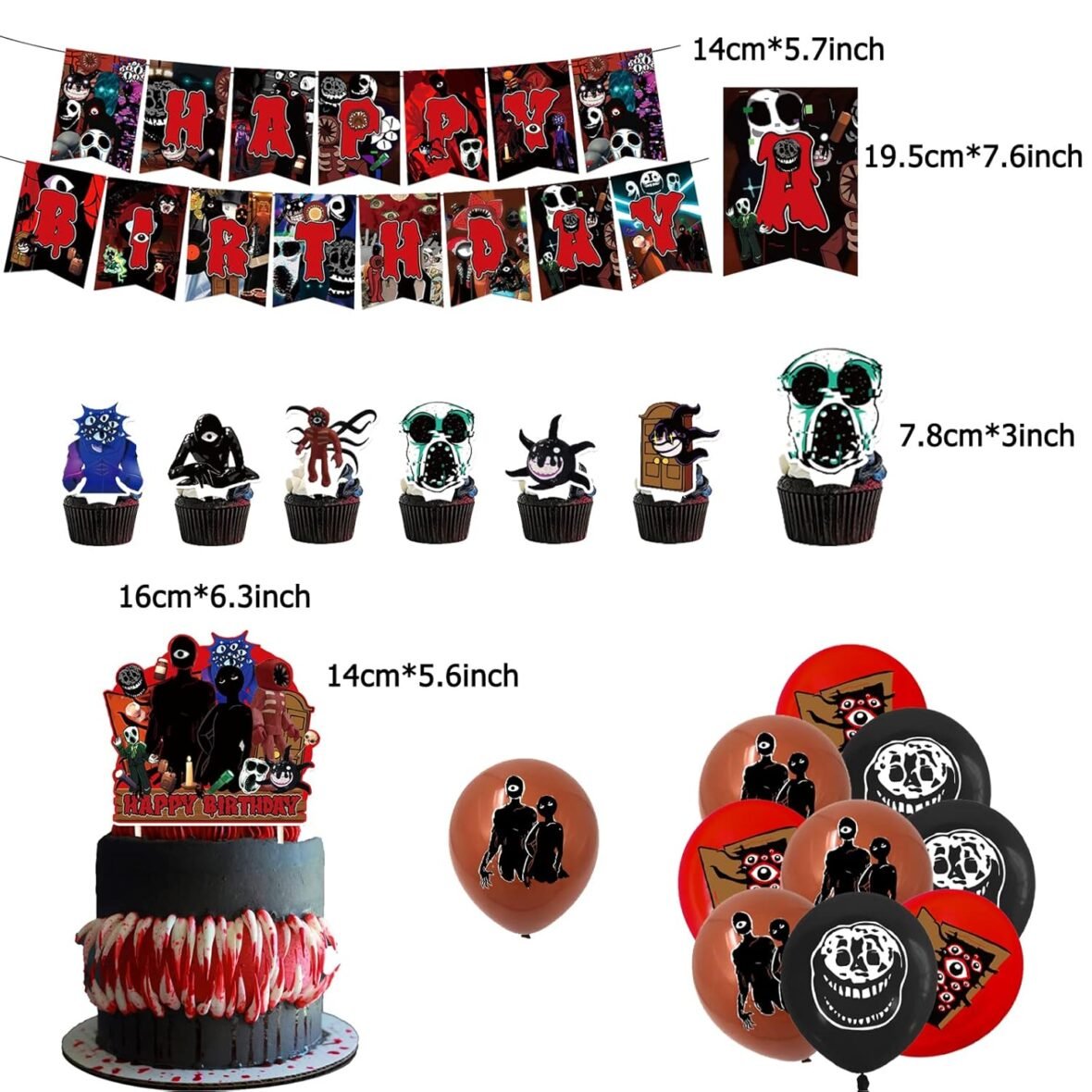 Dinoeye Roblox Doors Birthday Decorations Set