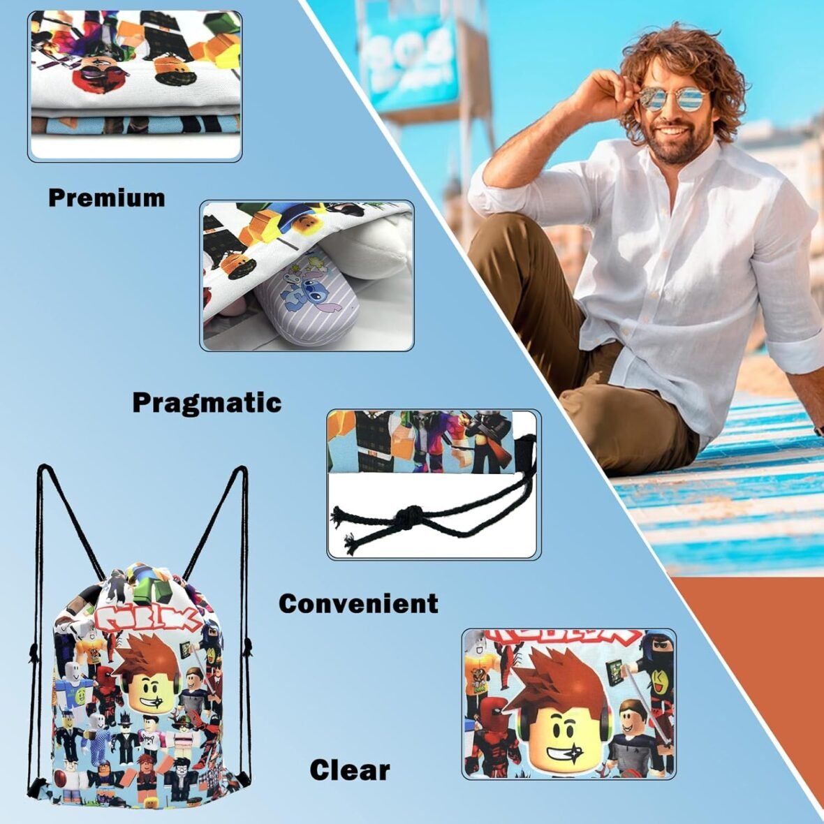 Elie&Eason Roblox 3D Printed Gym Backpack