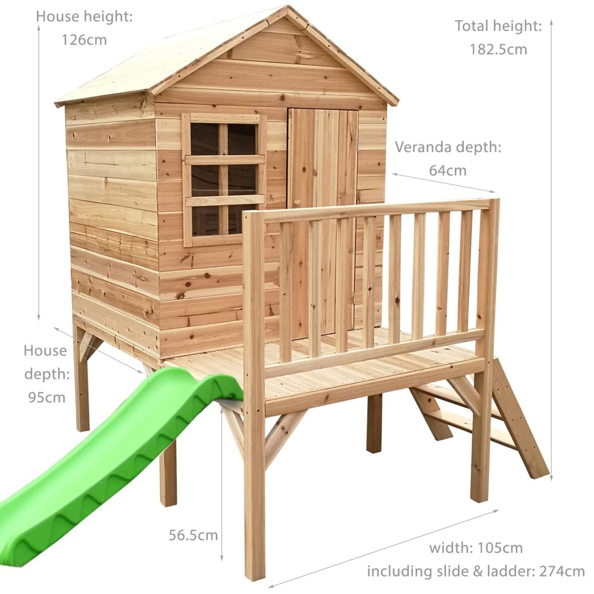 Evermeadow Tower Wooden Playhouse with Slide
