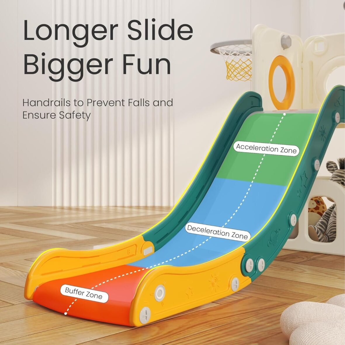 Kids’ Indoor/Outdoor Slide with Ladder & Hoop