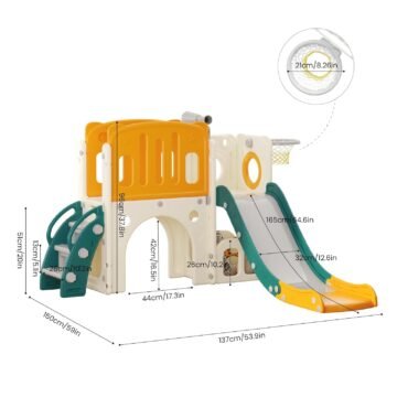 Kids' Indoor/Outdoor Slide with Ladder & Hoop