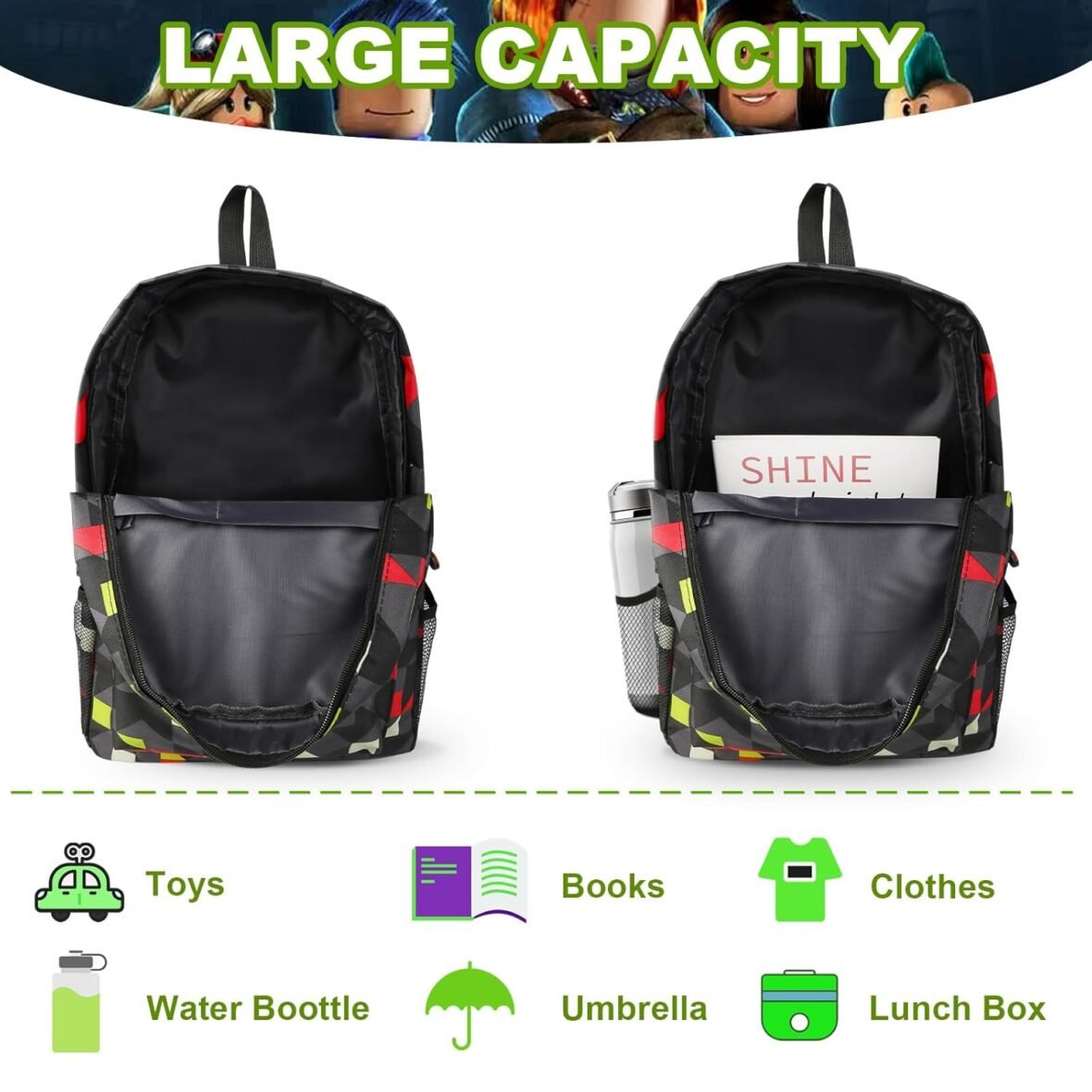 Robl Teen School Backpack, 17 Inch Waterproof