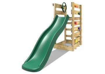 Wooden Platform with 6FT Slide - Dark Green
